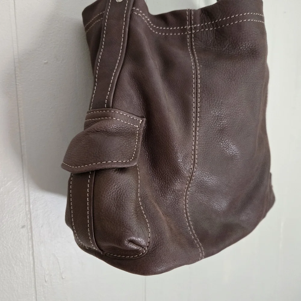 Fossil Brown Pebbled Leather Shoulder Bag Purse - Picture 5 of 11